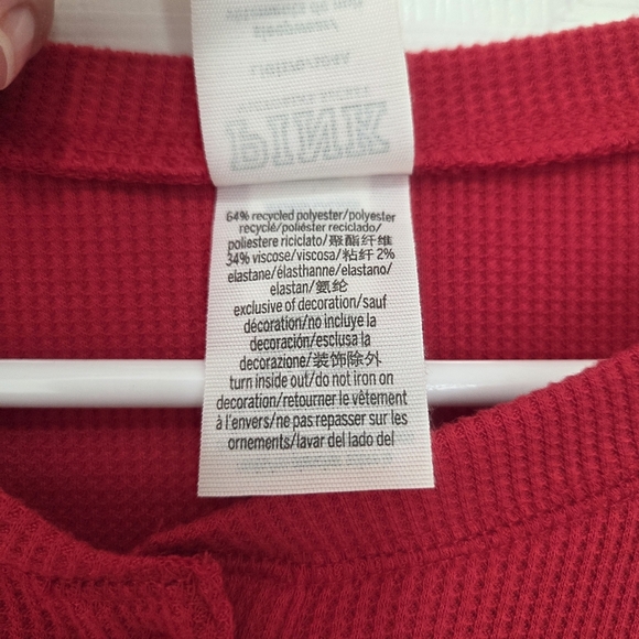 Pink Victoria's Secret Red Waffle Knit Long Sleeve Henley Top Size Large Fall - Picture 6 of 7